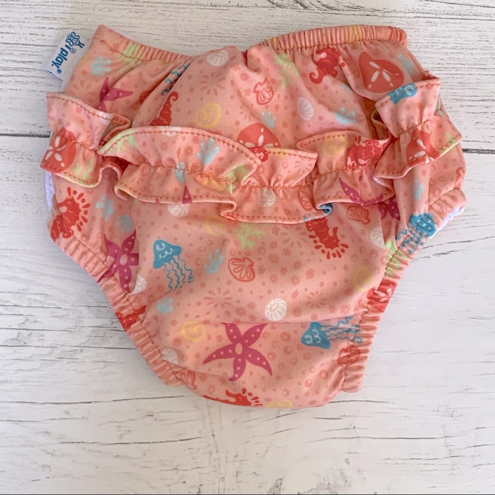 3/$15 🌟 I play. Reusable swim diaper. Coral color with sea theme. 12M